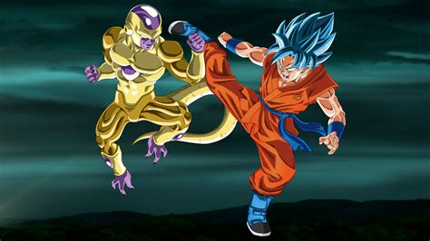 Resurrection 'f' trailer that an 'epic rivalry reborn' and then shows goku and frieza fighting straight afterwards. Gold Frieza vs SSGSS Goku no aura 1920x1080 by ...
