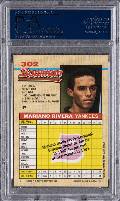 Get trading cards products like topps now, match attax, ufc cards, and wacky packages from a leading sports card and entertainment card creator at topps.com Lot Detail - 1992 Bowman #302 Mariano Rivera Signed Rookie Card - PSA/DNA Authentic