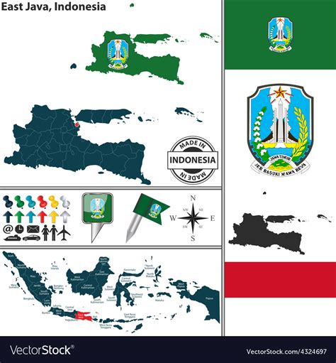 Map Of East Java Royalty Free Vector Image Vectorstock