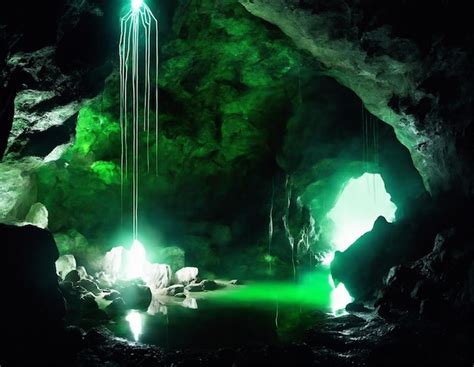 Premium Ai Image Mysterious Underground Cave With Glowing Crystals