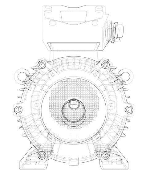 Electric Motor Outline Vector Drawing Project Motor Vector Drawing