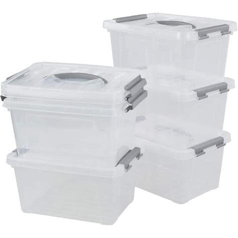 Rebrilliant 55 L Clear Storage Boxes With Handle Set Of 6 Wayfair