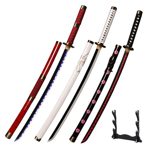 3pc Set Roronoa Zoro Swords With Display Standkitetsuwado Ichimonji