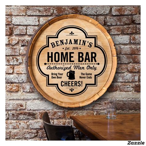 Personalized Oak Barrel Home Bar Top Sign Barrel Signs Man Cave Home