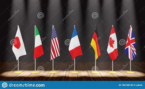 While g7 leaders found harmony on issues involving money and trade, the u.s. G7 Summit Or Meeting Concept. Row From Flags Of Members Of G7 Group Of Seven And List Of ...