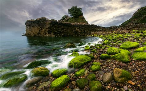 Wallpaper Landscape Waterfall Sea Bay Rock Nature Shore Stones