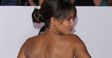 Cheeky Knickerless Halle Berry 51 Flashes Peachy Bum In Daring See Through Gown At Naacp