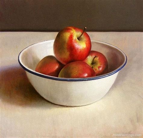 Still Life With Apples In Enamel Bowl Food Paintings