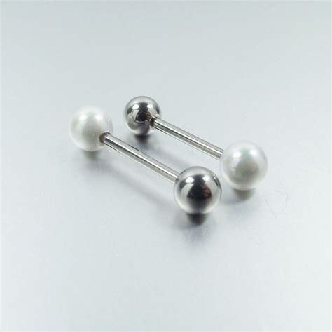 1 Piece 14g Surgical Stainless Steel Tongue Barbell Ring Straight