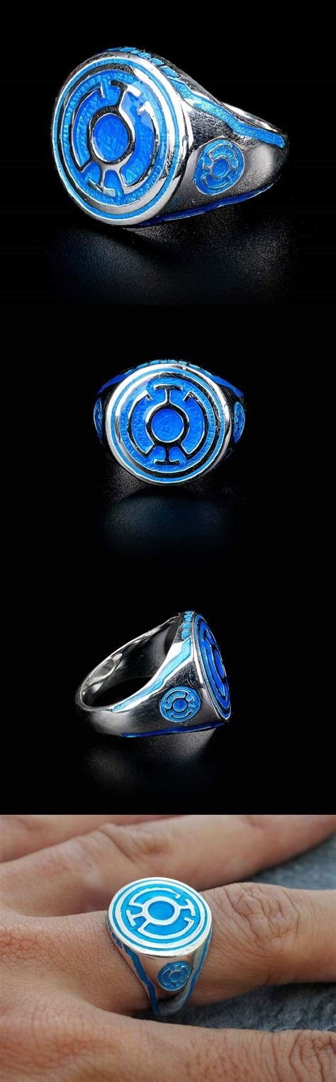 Blue Lantern Ring Sinestro Corps Power Ring Blue Enamel 925 Sterling