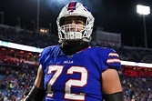 Tommy Doyle working inside at guard during Buffalo Bills' OTA