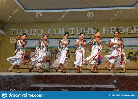 Traditional Tharu Dance At Sauraha In Nepal Editorial Stock Image