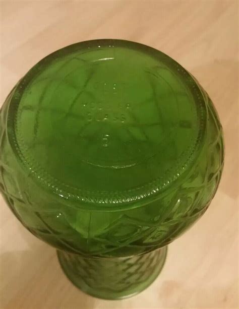 Vintage Art Deco Hoosier Green Glass Vase Hobnail Type Pattern