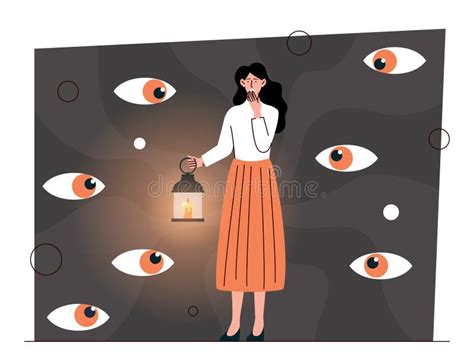 Woman Faces Her Fears Concept Stock Vector Illustration Of Emotion