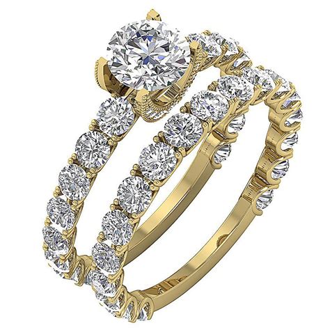 Bridal Engagement Ring Set I1 G 270ct Natural Diamond 14k Yellow Gold