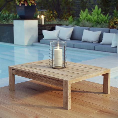Upland Outdoor Patio Wood Coffee Table Natural