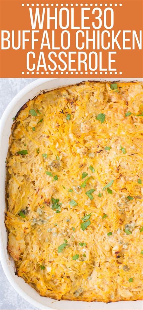Guaranteed to become a repeat upon repeat at your table!! Healthy Buffalo Chicken Spaghetti Squash Casserole ...