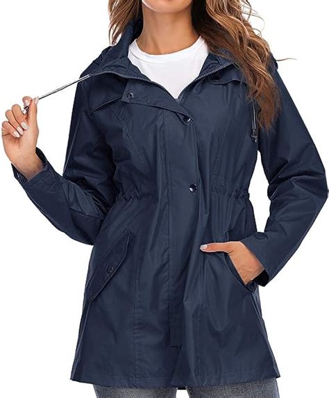 Kinnart Ladies Outdoor Long Rainproof Jacket Waterproof Lightweight