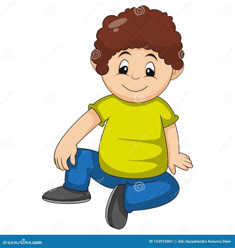 Niño Sentado En El Suelo Caricatura Ilustración Vectorial Ilustración del Vector Ilustración