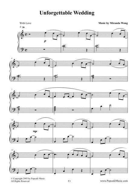 unforgettable wedding romantic wedding music by miranda wong digital sheet music for score