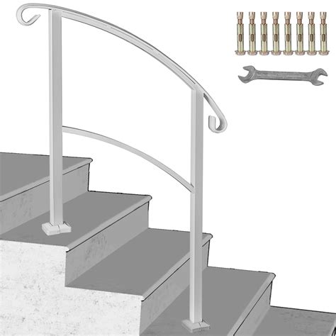 Vevor 3 Step Transitional Handrail Fits 1 Or 3 Steps Matte White Stair