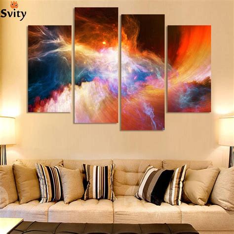Free Shipping 4 Piece Large Canvas Art Cheap Modern Abstract Purple