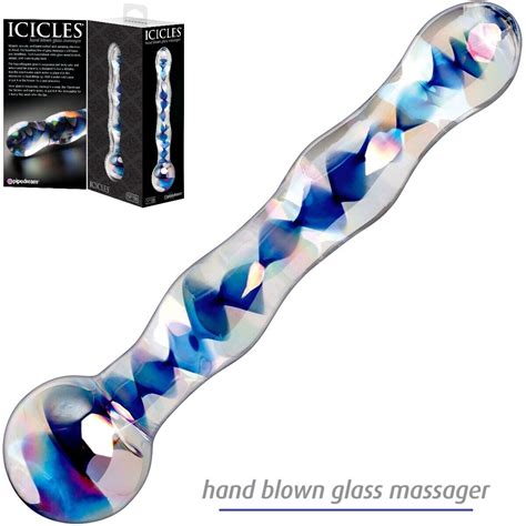 Glass Dildo Sex Toys Smooth Massager Vaginal Anal Tool Blue Clear Icicles No 8 603912279498 Ebay