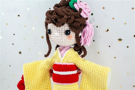 Amigurumi Japanese Kimono Vintage Girl Crochet Kimono Doll Etsy