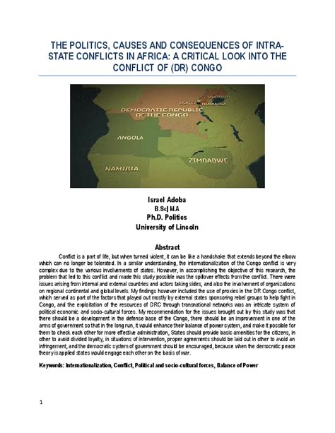 pdf the politics causes and consequences of intrastate conflicts in africa a critical look