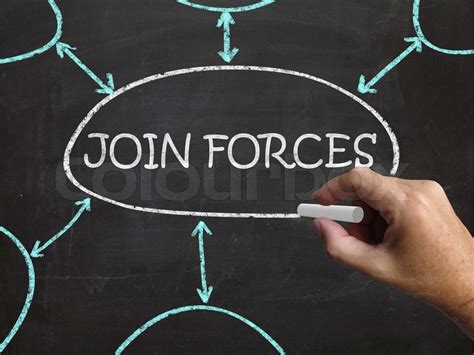 Join Forces Tafel Bedeutet Zusammenarbeit Und Partnerschaft Stock
