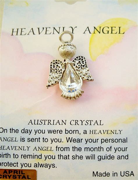 Heavenly Angel Clear Diamond April Birthstone Pin Vintage Style