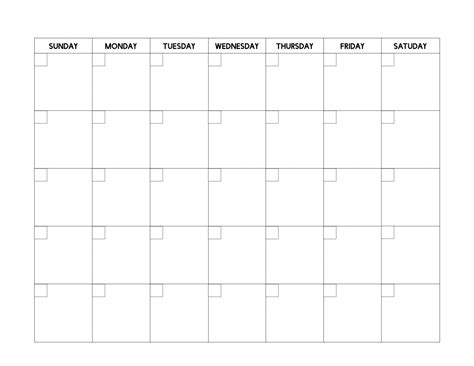 Blank Calendar Template Printable Free Letter Templates