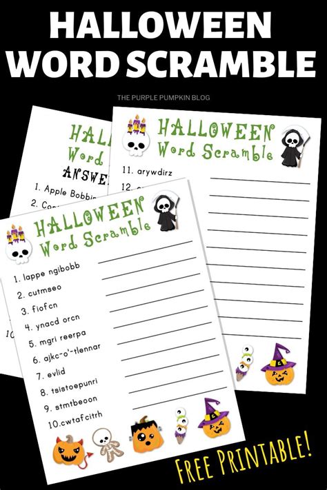 Free Printable Halloween Word Scrambles To Solve