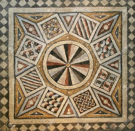 Roman Mosaic Tile Floor With Geometric Pattern Roman Mosaic Ancient