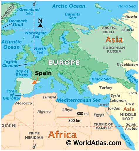 Spain Latitude Longitude Absolute And Relative Locations World Atlas