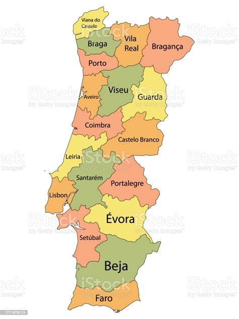 Vetores De Mapa Dos Distritos De Portugal E Mais Imagens De Borough