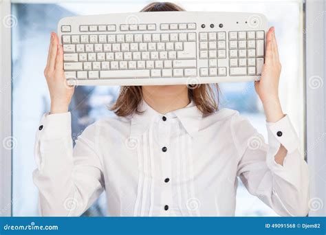 Woman Holding Keyboard Stock Photo Image Of Beautiful 49091568