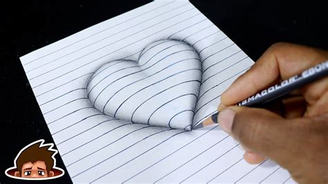 How To Draw 3d Embossed Heart Easy Pencil Drawing Sketch Youtube