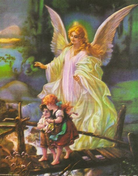Guardian Angel With Children On Bridge Religious Posters