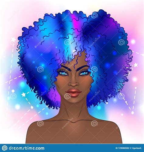 African American Pretty Girl Vector Illustration Mysterious Black
