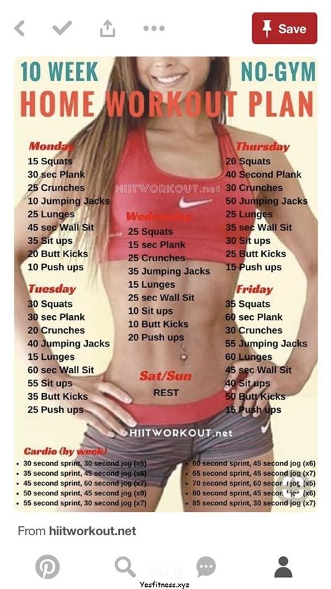 By demicblog on february 19, 2019. 10 Week No Gym Workout Plan | At home workout plan, 10 ...
