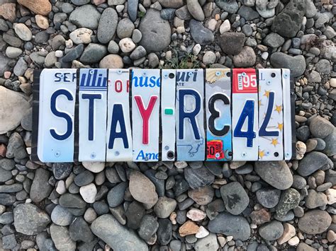 Custom license plate signs/license plate art/Stay Real sign/wall art/license plates/artwork by 
