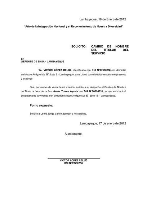 Carta Solicitud Cambio De Nombre En Recibo De Agua Actualizado Octubre