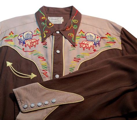 Vintage 1940s Gabardine H Bar C Western Cowboy Shirt Pearly Etsy
