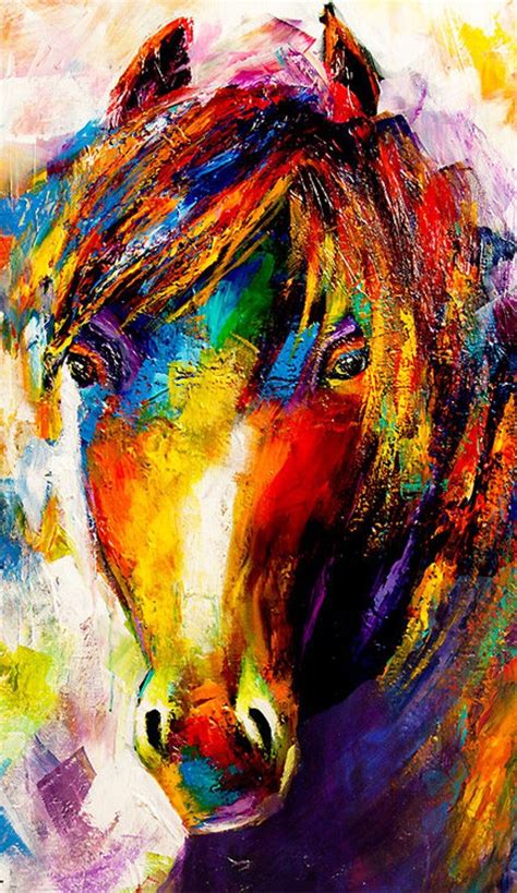 Colorful Horse Abstract Print Canvas Art Print Modern Decor Etsy