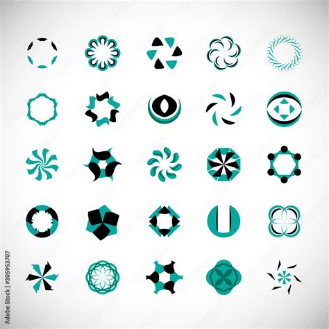 Abstract Circle Icon Set Vector Isolated On Gray Abstract Circle For