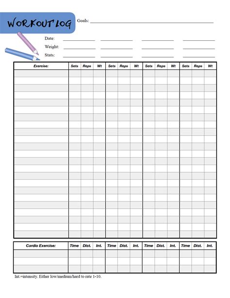 Daily Workout Tracker Printable