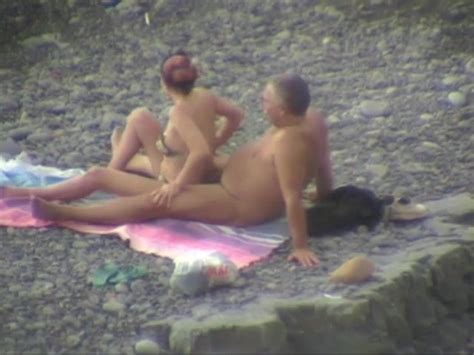 Lewd Plump Couple Had Fun While Spooning Each Other On The Beach Porn