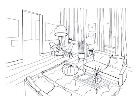Premium Vector Freehand Drawing Of Living Room Full Of Stylish