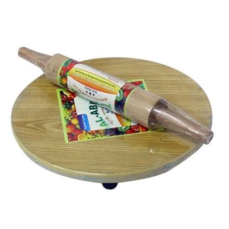 Wooden Chapati Rolling Board With Rolling Pin Brown Discount Duuka